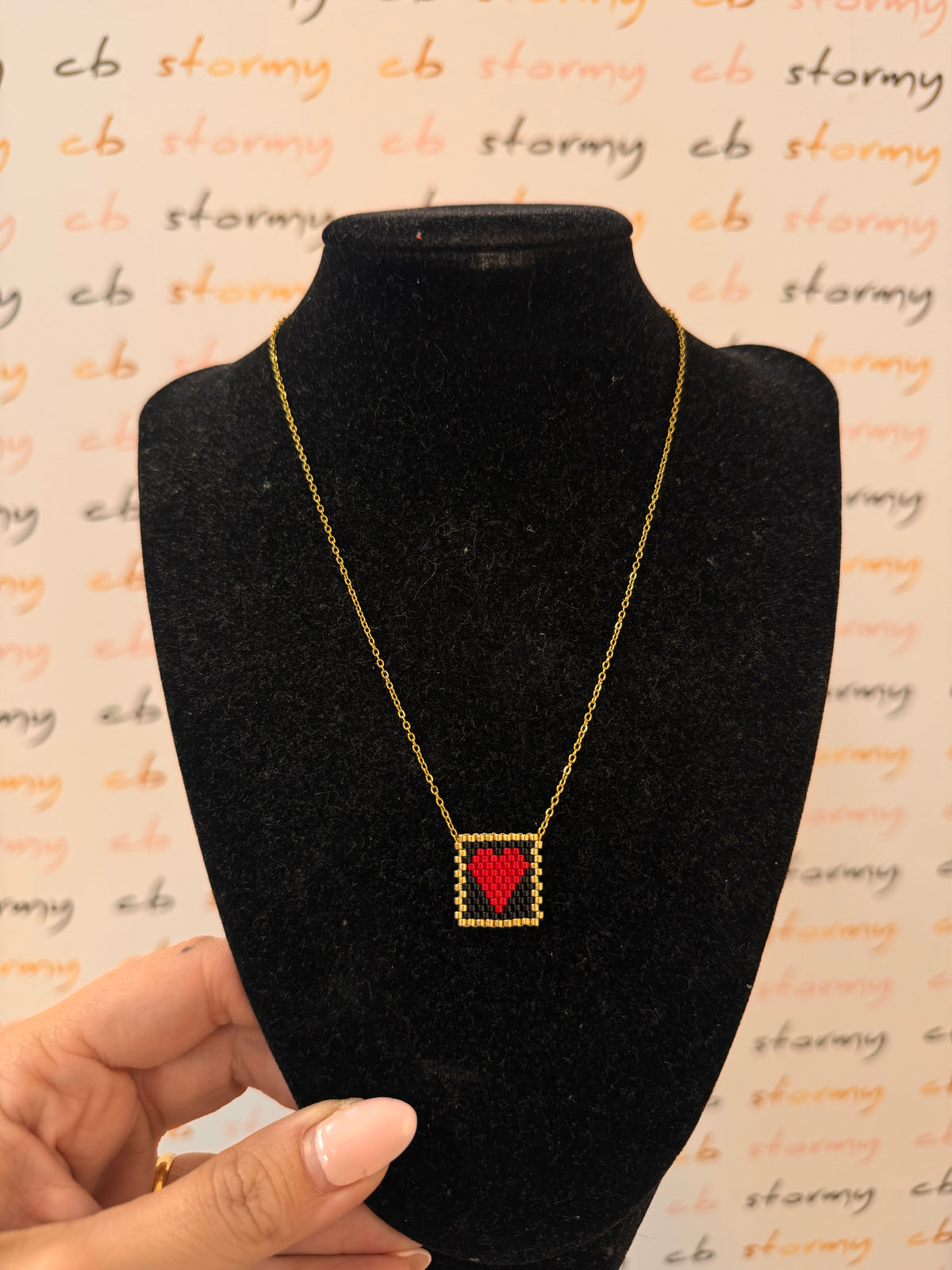 Square Heart Miyuki Necklace