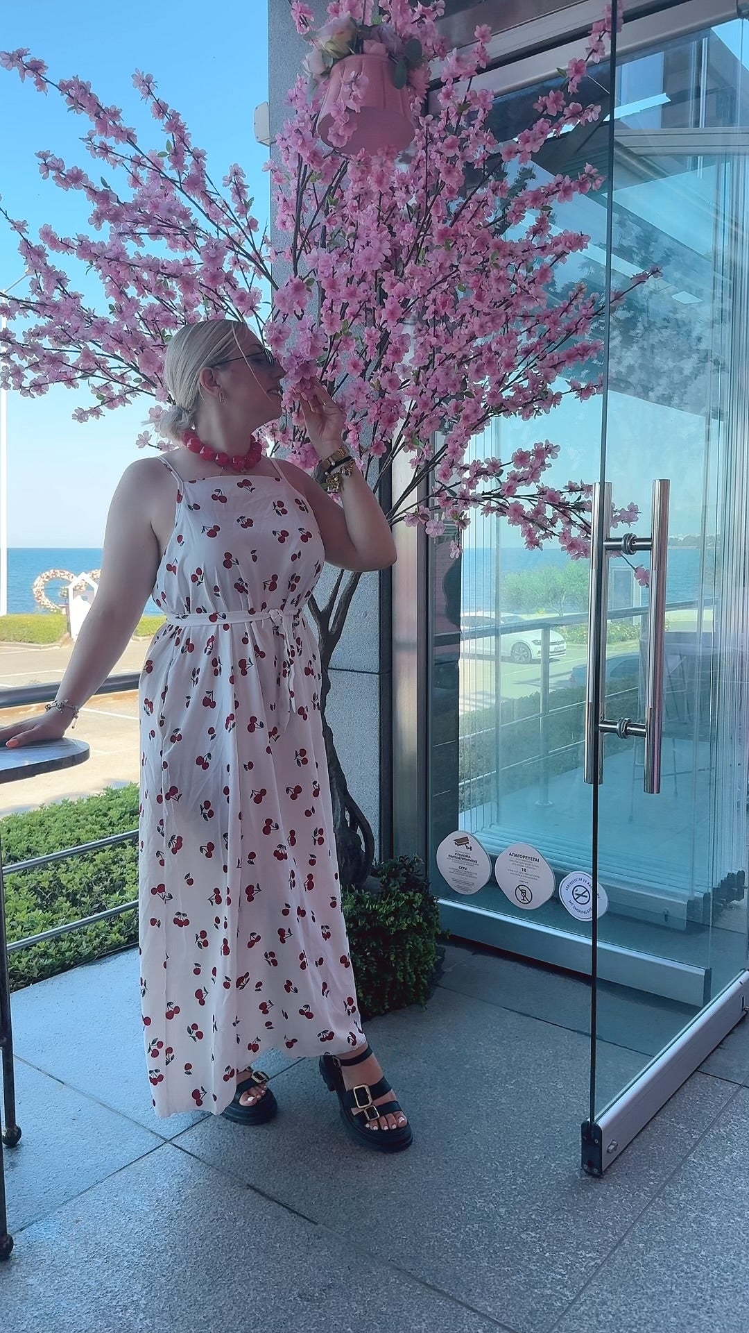 Cherry 🍒 white maxi dress