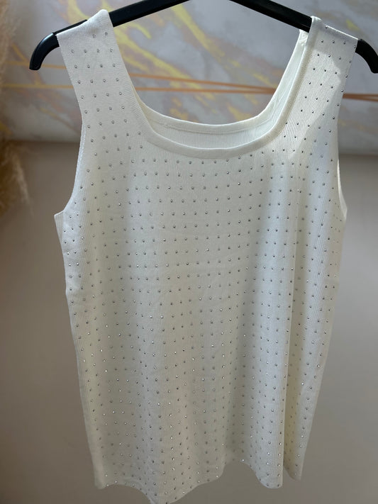 White Strass Rip Top