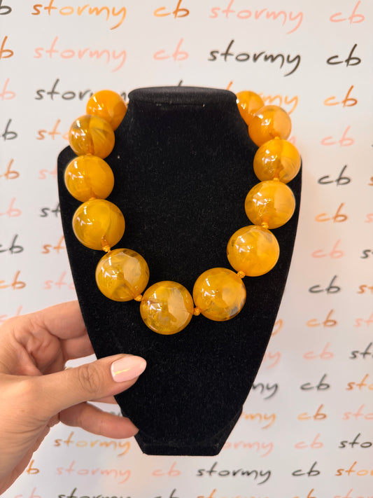 Balls Necklace-Beige Mustard