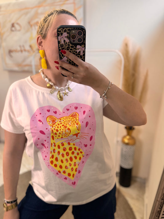 Heart Leopard Pink T-shirt