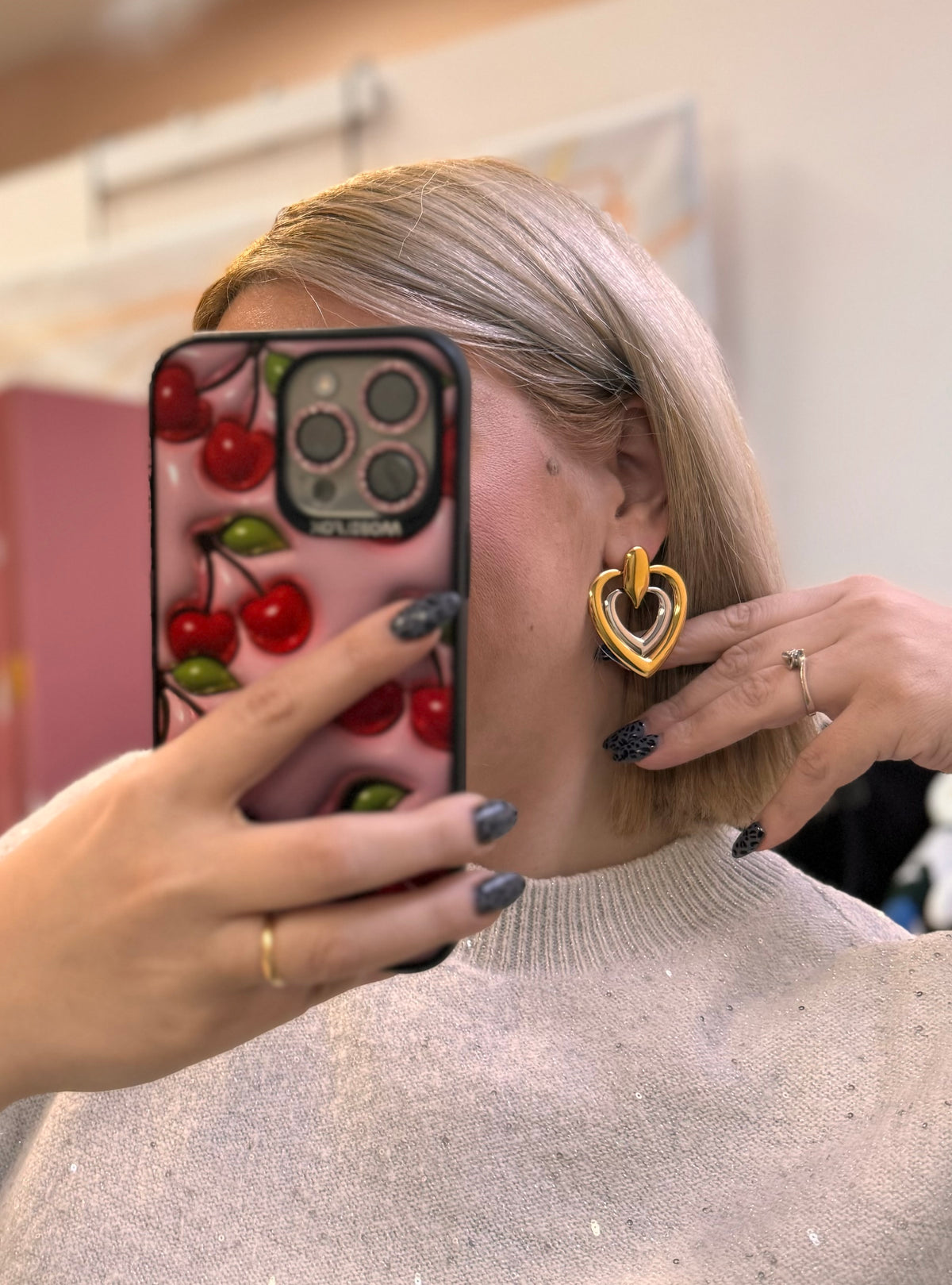 Double heart earrings