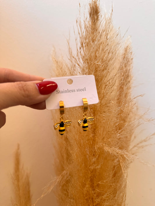 Bee Hoops Earrings
