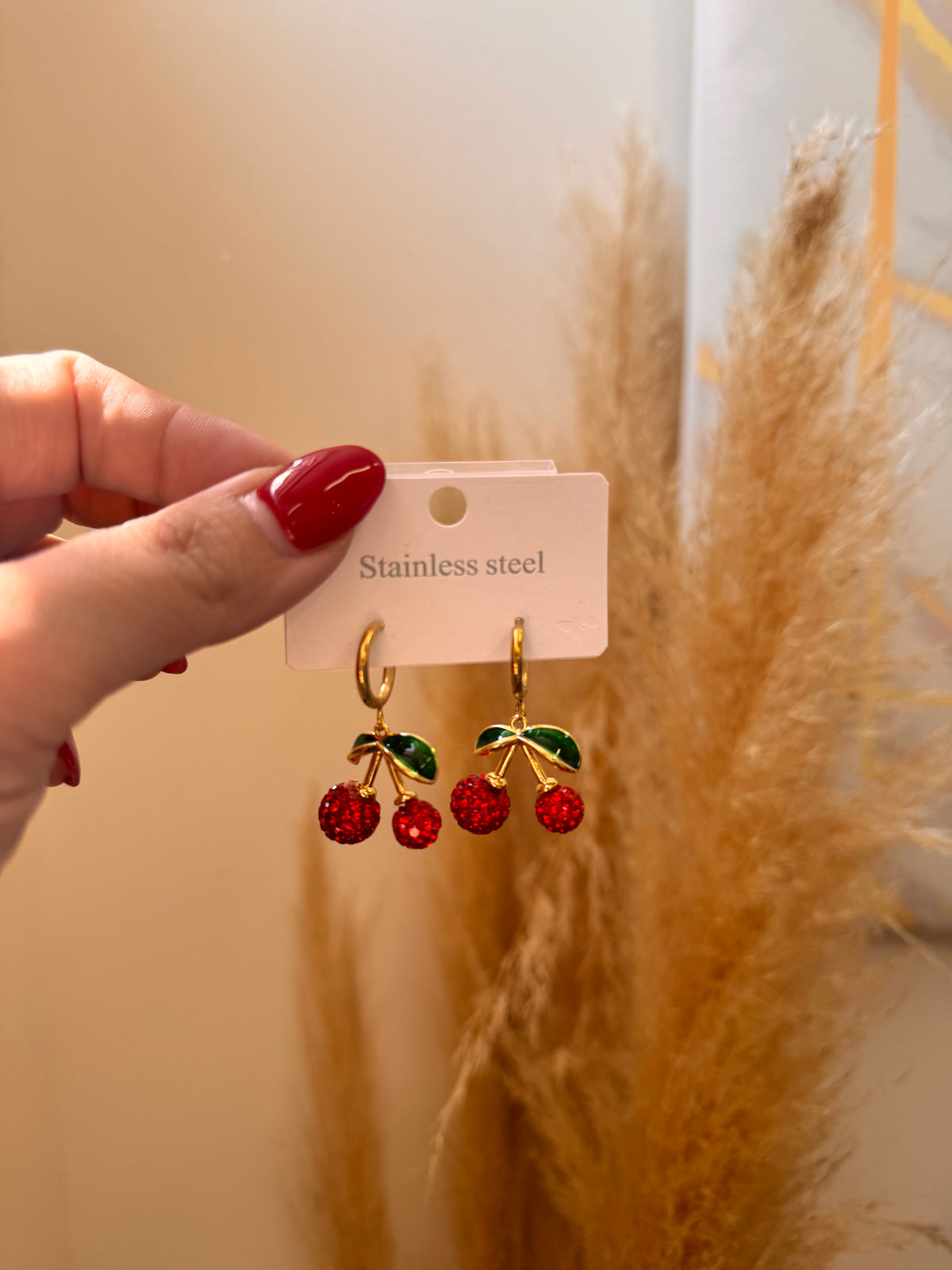 Strass Cherry Hoops