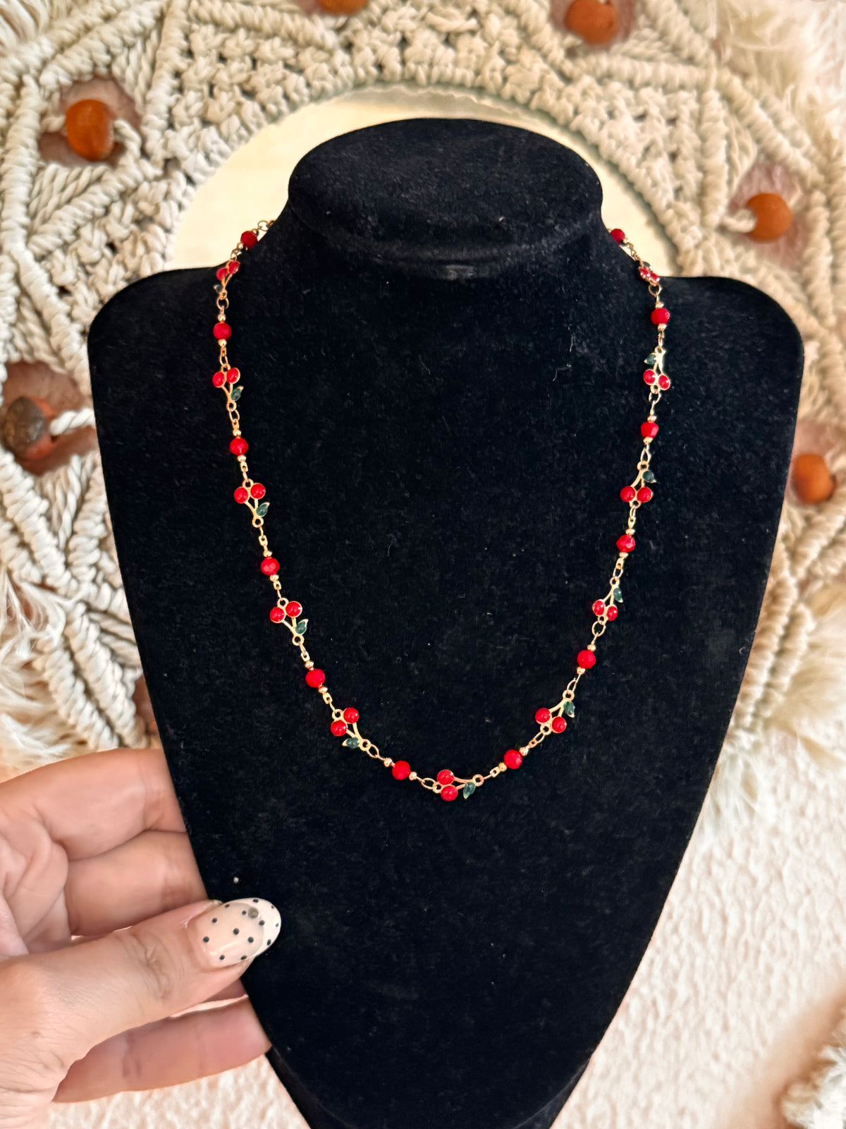 Cherry metal necklace