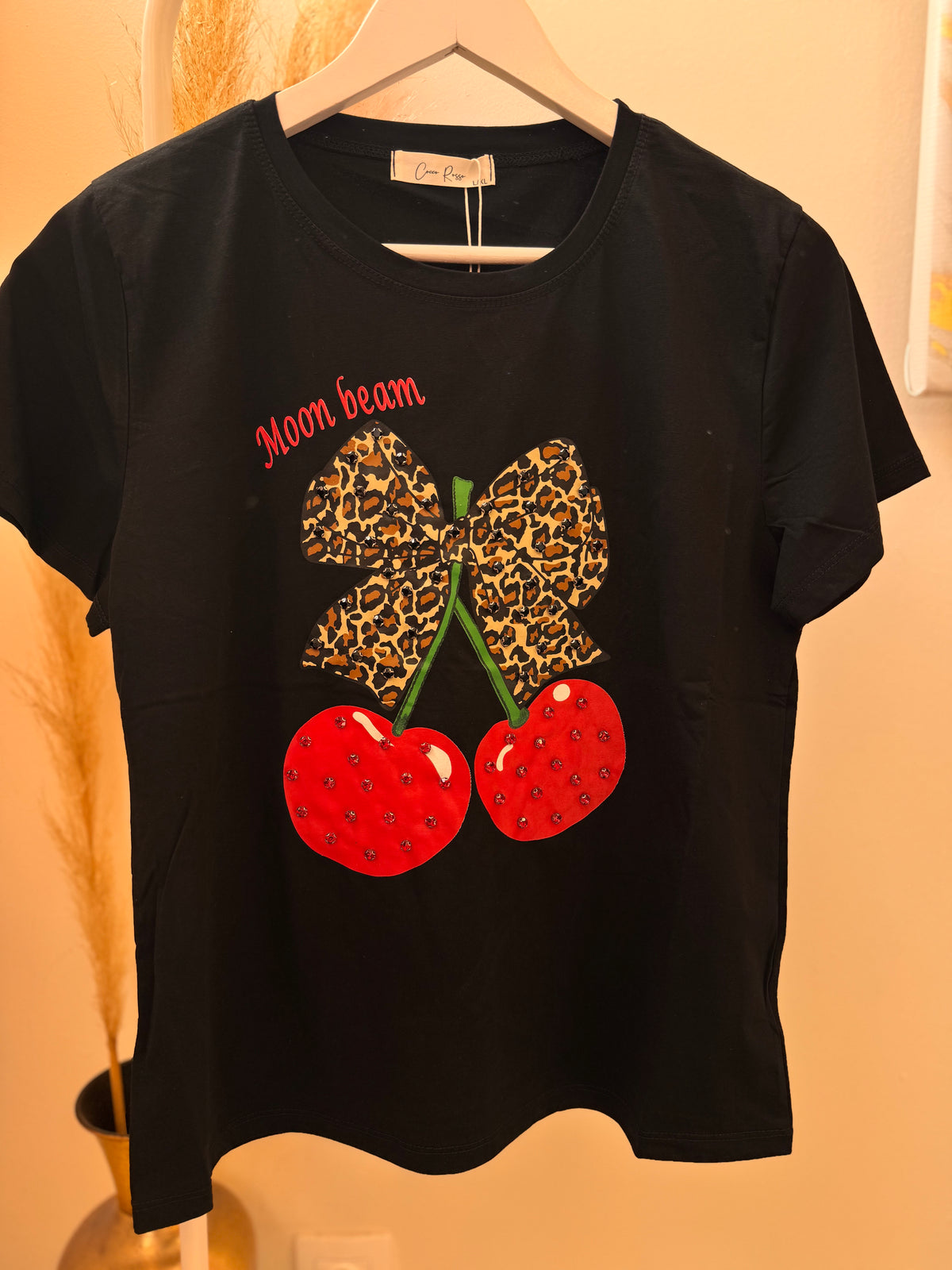 Cherry and Leopard Bow T-Shirt