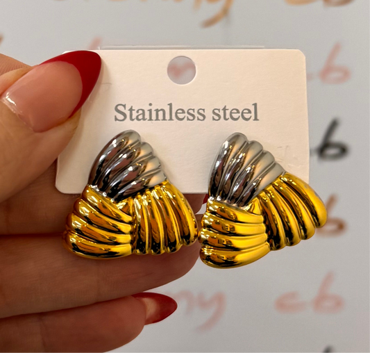 Rhombus Strand Earrings Gold& Silver