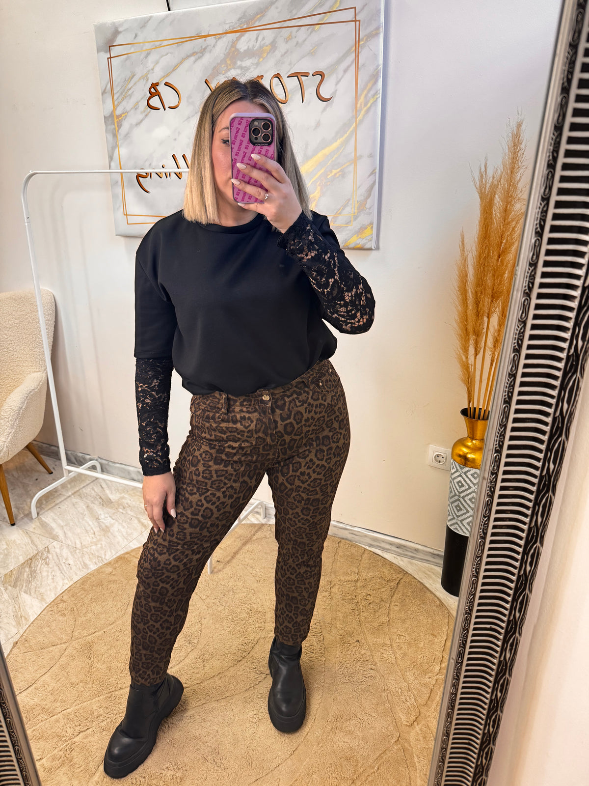 Mom Fit Leopard Brown Jean