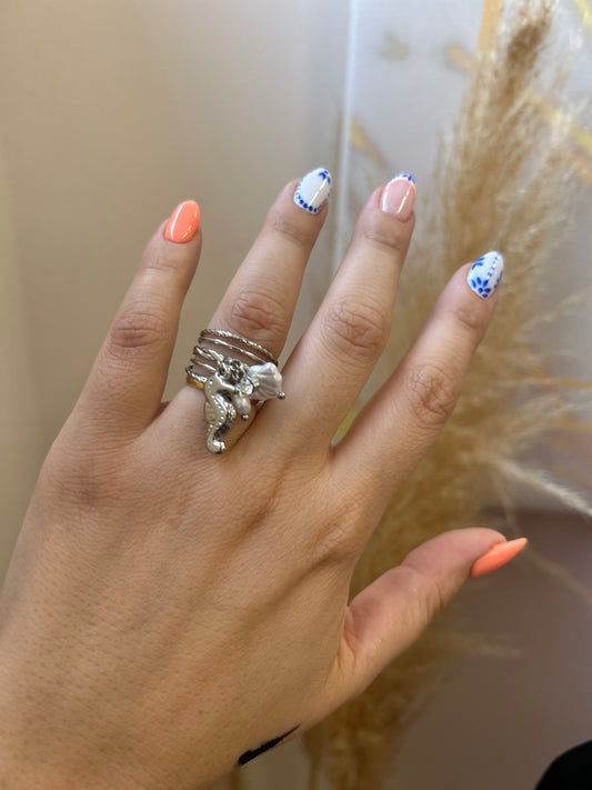 hippocampus ring silver