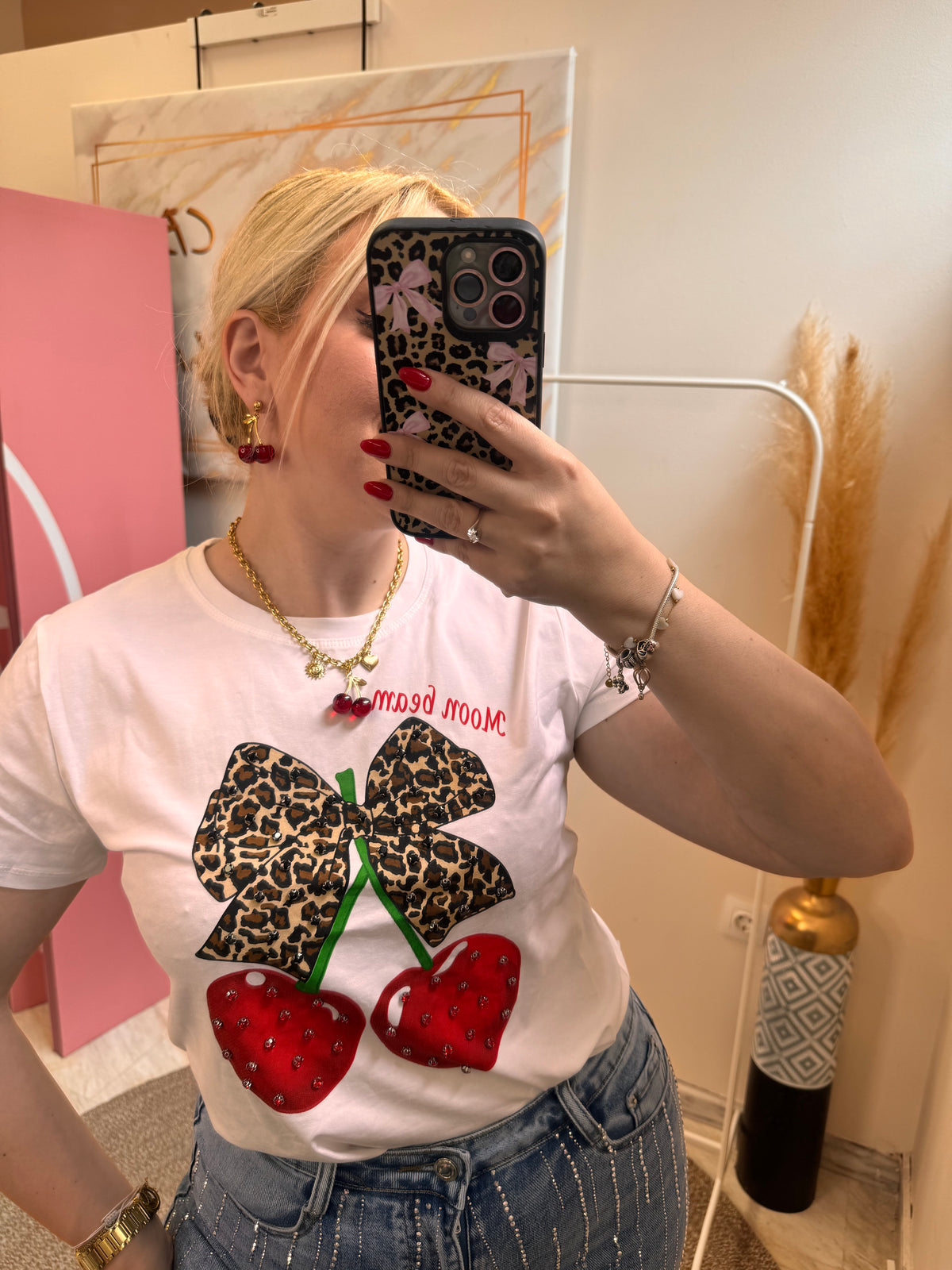 Double Cherry Earring Gold