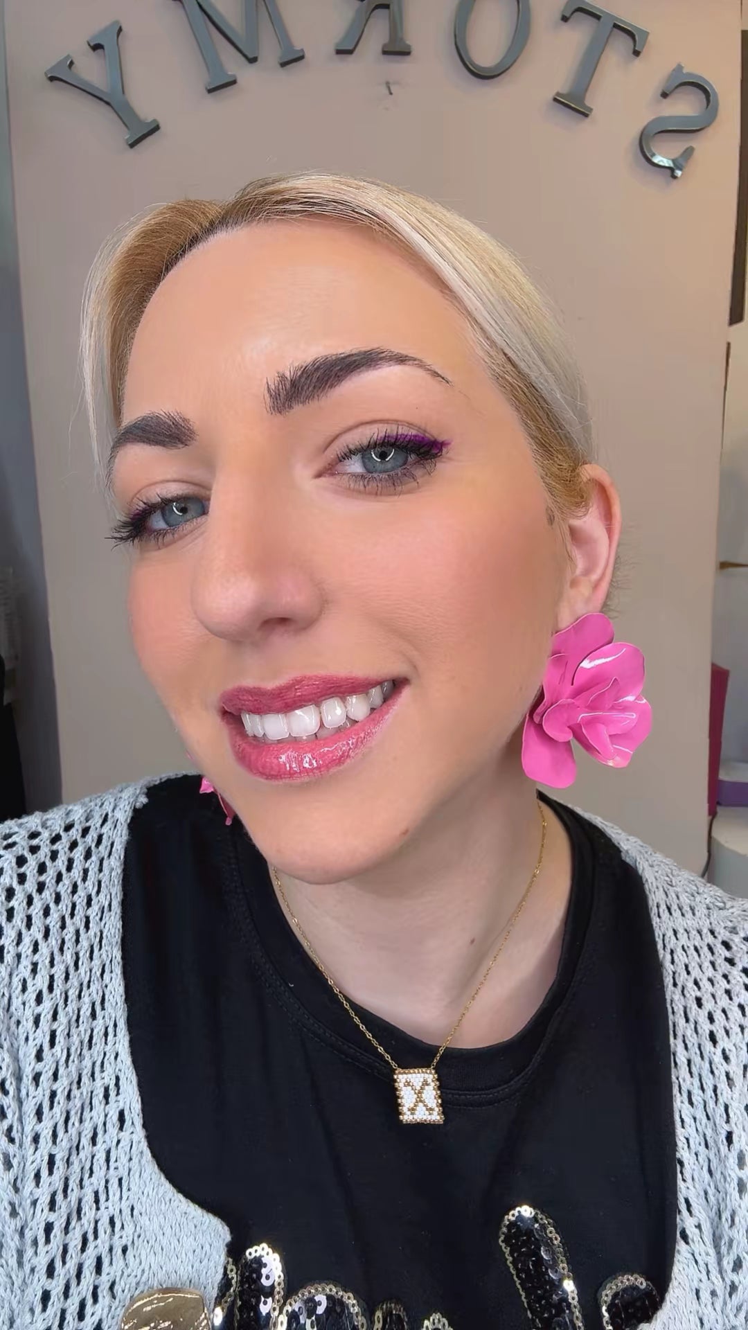Flower Earrings Fuchsia