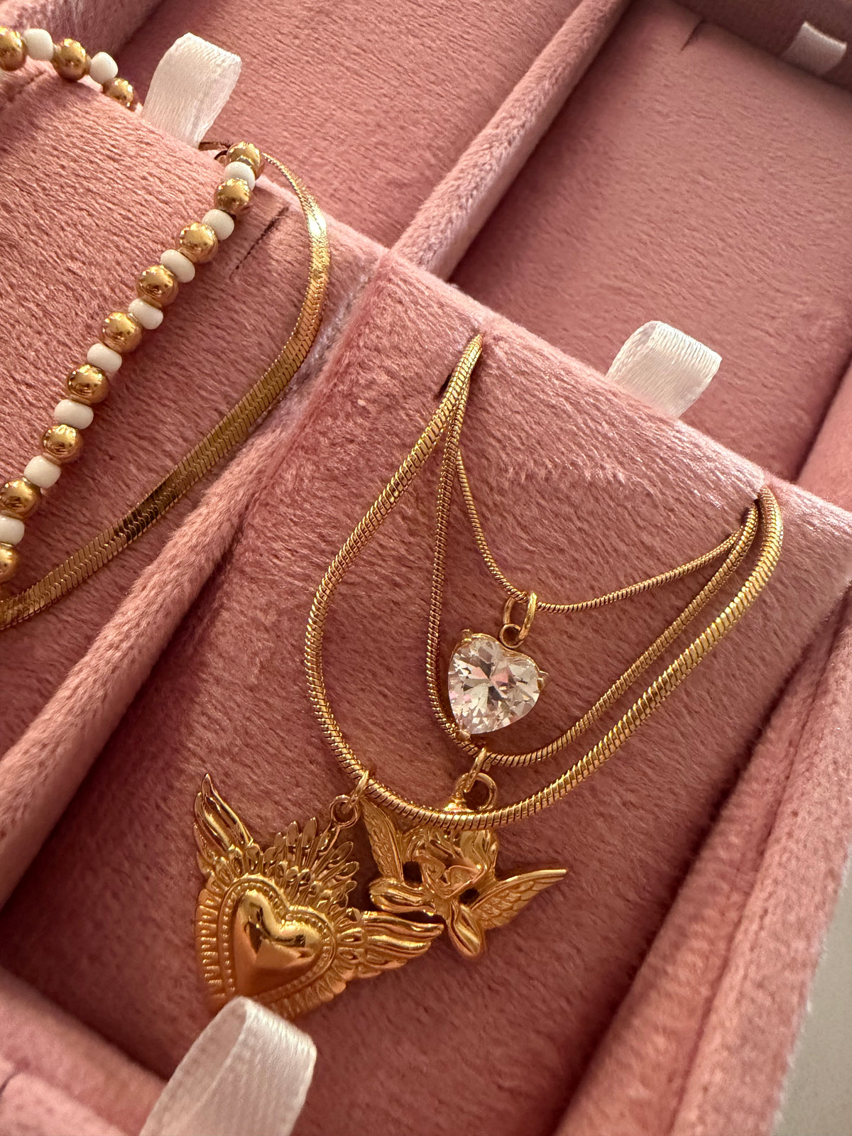 Triple angel necklace