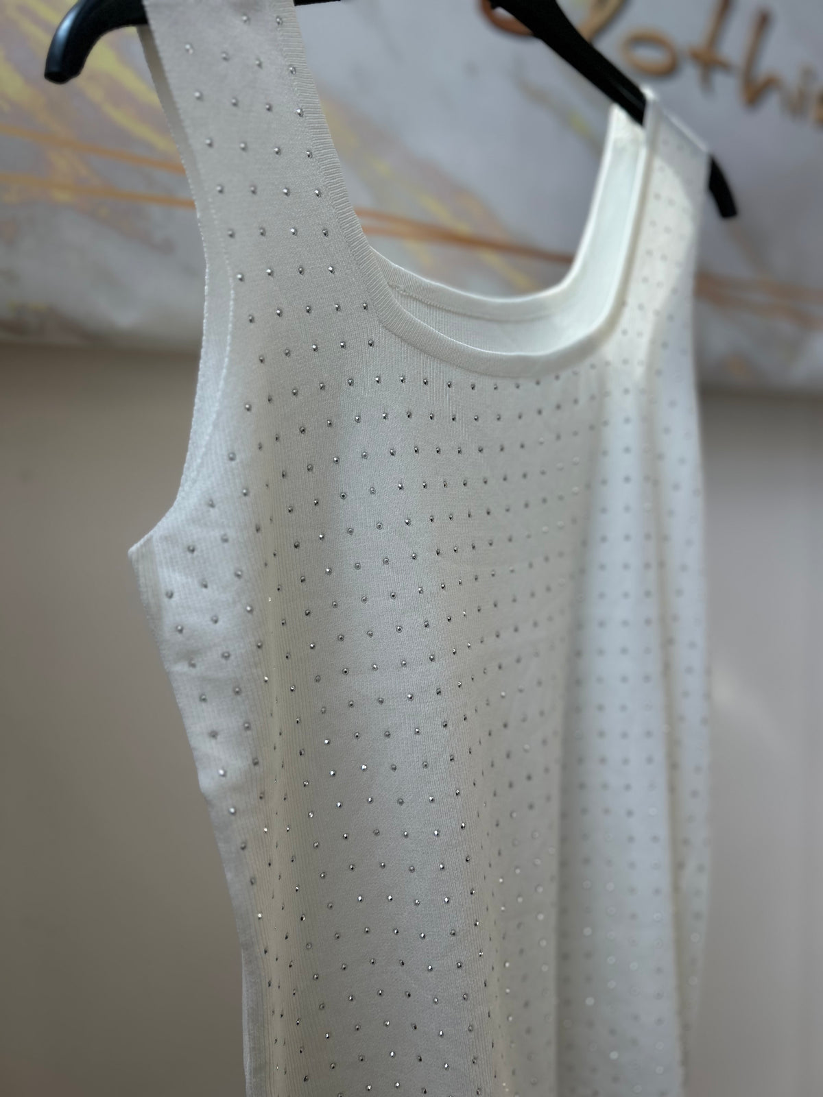 White Strass Rip Top